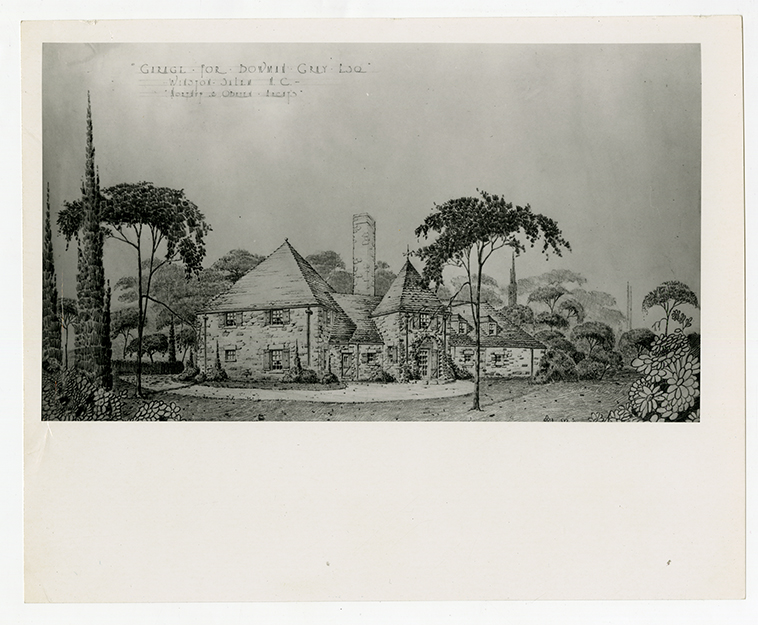Preliminary elevation for the Graylyn Garage, 1927