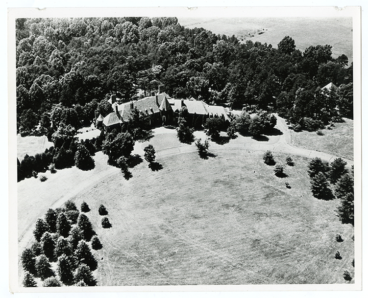 Aerial view of Graylyn Estate and surrounding landscape