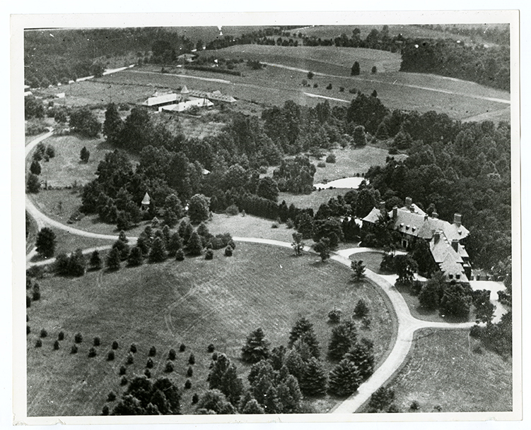 Aerial view of Graylyn Estate and surrounding land
