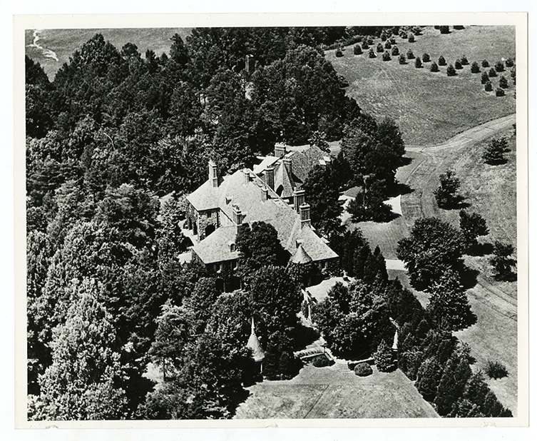 Aerial view of Grayln Estate surrounded by dense trees