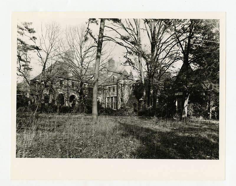 Rear view of Graylyn Estate mansion
