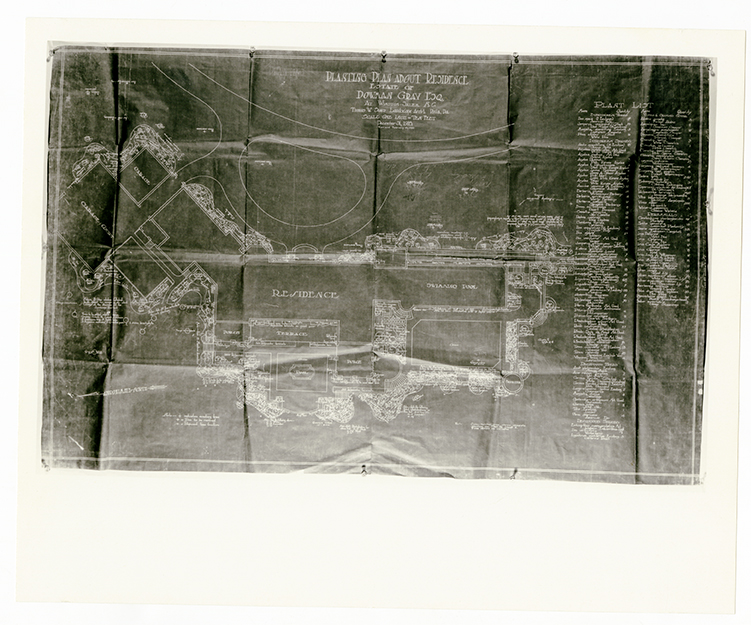 Architectural blueprint of Bowman Gray residence