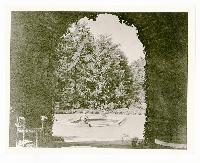 Generated thumbnail: View of a fountain from an archway at Graylyn Estate