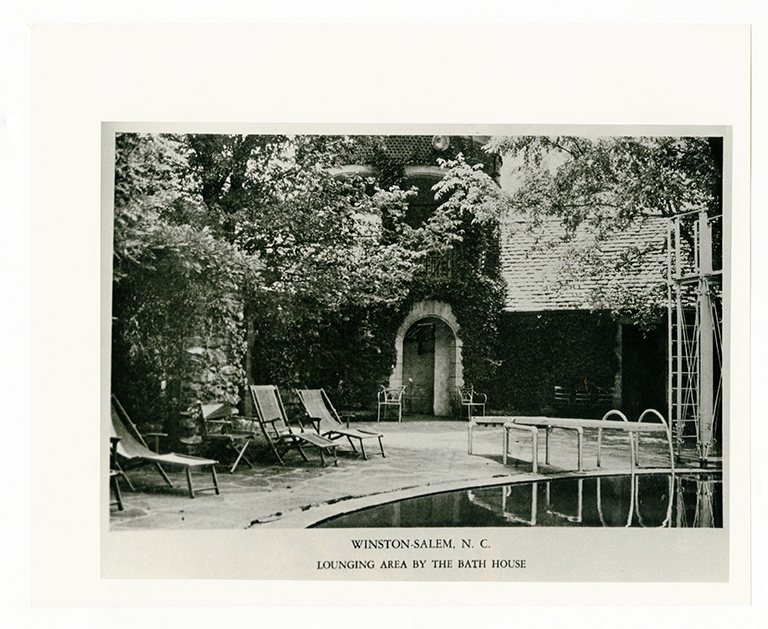 Lounging area by the bath house at Graylyn Estate