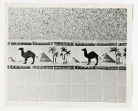 Generated thumbnail: Tile mural with Egyptian inspired motif; men's dressing room of indoor pool at Graylyn Estate
