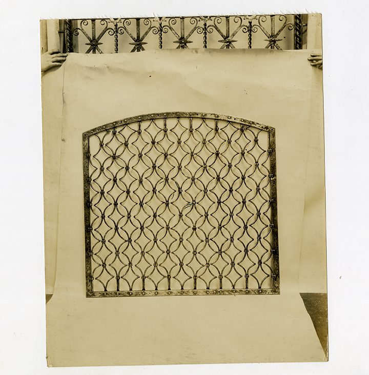 Intricate wrought iron grille panel 02