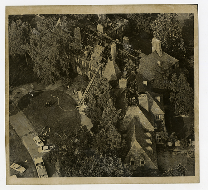 Aerial View of Fire Damage at Graylyn Estate