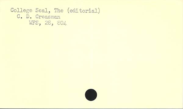 College Seal, The (editorial)