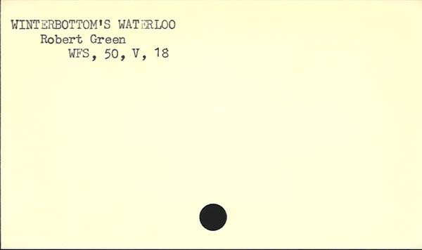 WINTERBOTTOM�S WATERLOO