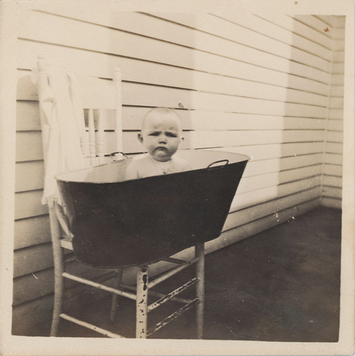 Baby Tom Arrington (III) in a wash-tub