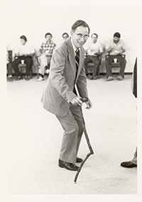 Generated thumbnail: Dr. James Blackmore walks with a crooked cane