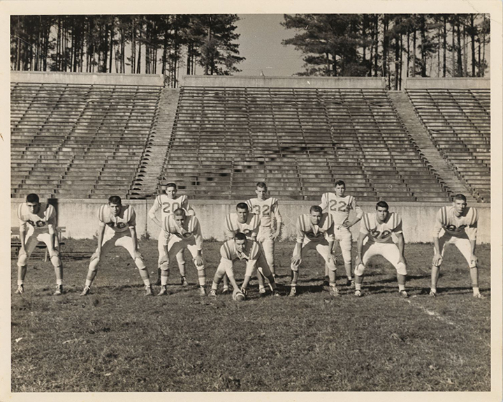 Wake Forest High School offensive line on the football field