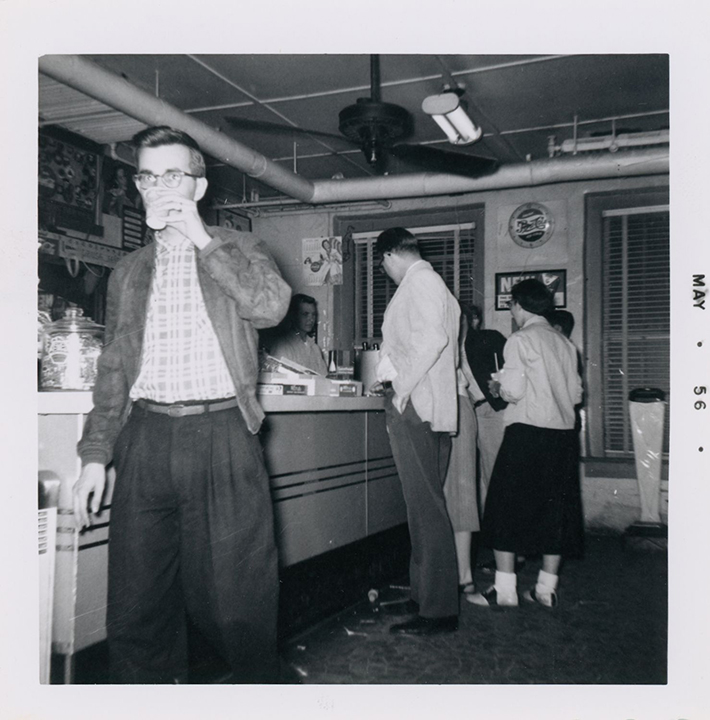 Students at the lunch counter in the Wake Forest College Bookstore